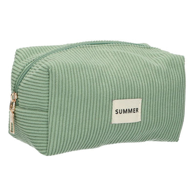 Beauty bag da viaggio in costina impermeabile verde menta 20 cm x 11,5 cm