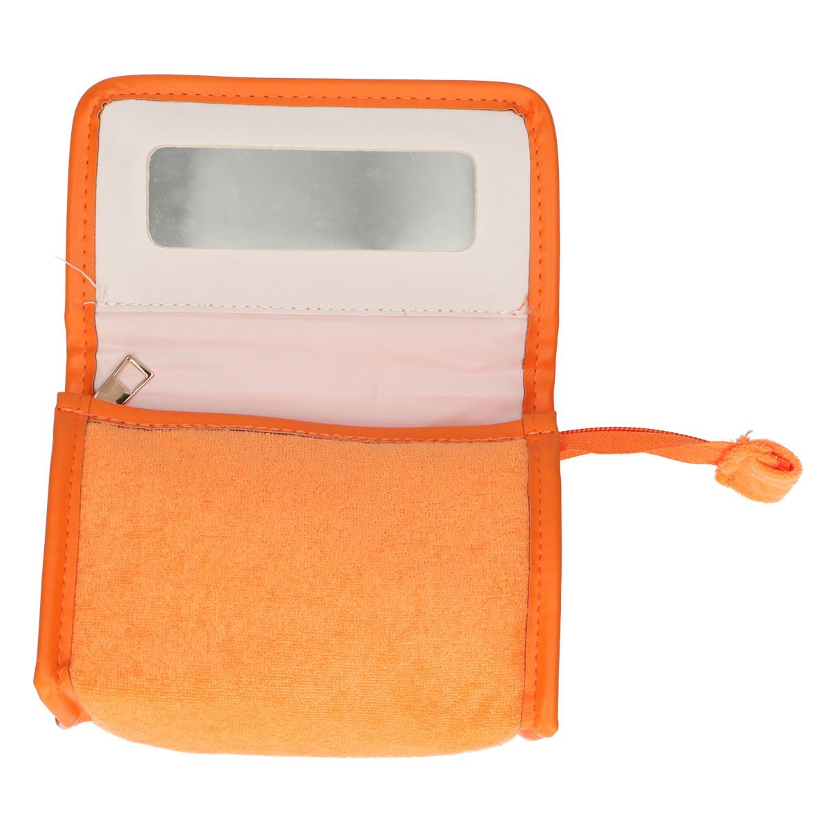 Borsa per specchio da viaggio in spugna arancione 16,5 cm x 12 cm