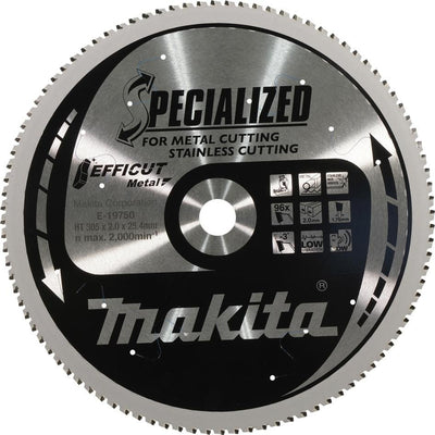 Accessori Makita lama per sega e-19750 efficut | 305x25,4mm | 96 denti | metallo - e-19750