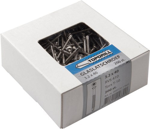 Vite fermavetro Topdrill autoperforante inox-410 lk torx tx10 3.2x40 | 200 pezzi - 0207.31.17601