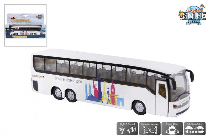 Kids Globe Die Cast Bus con luce e suono, 19 cm