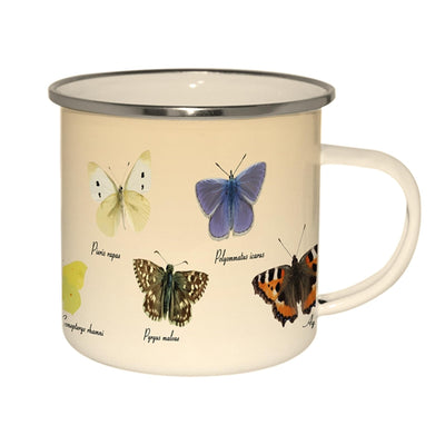 Taza esmaltada diseño Esschert mariposas