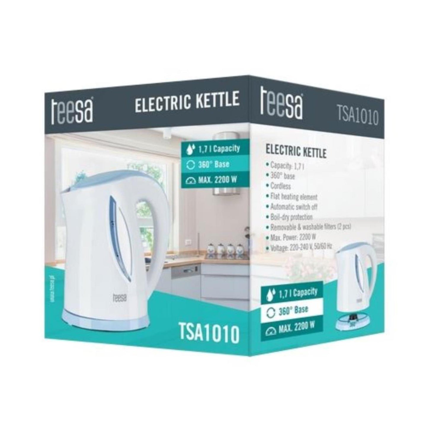 Bollitore senza fili Teesa 1,7l bianco