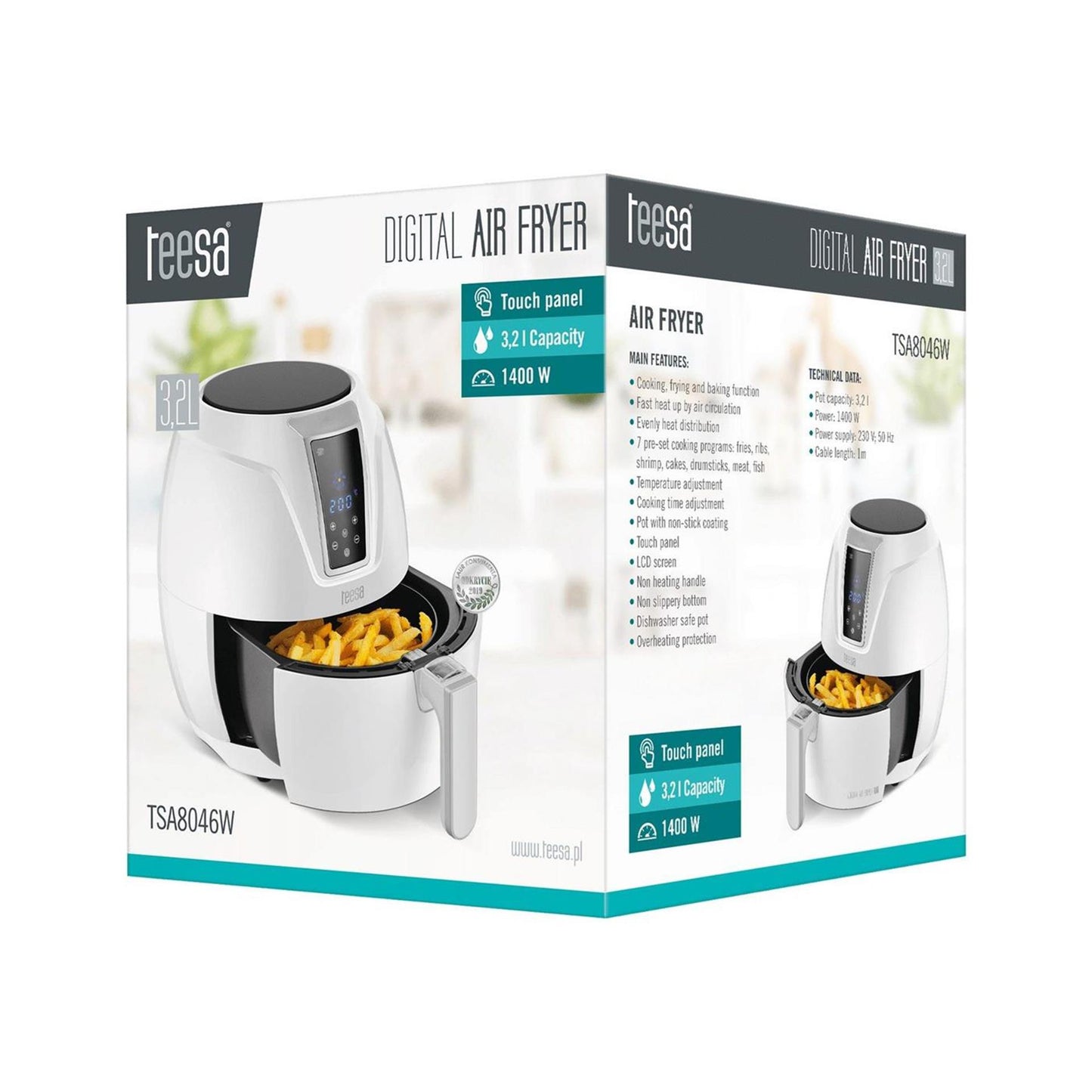 Friggitrice ad aria Teesa 1400w 3,2l bianca