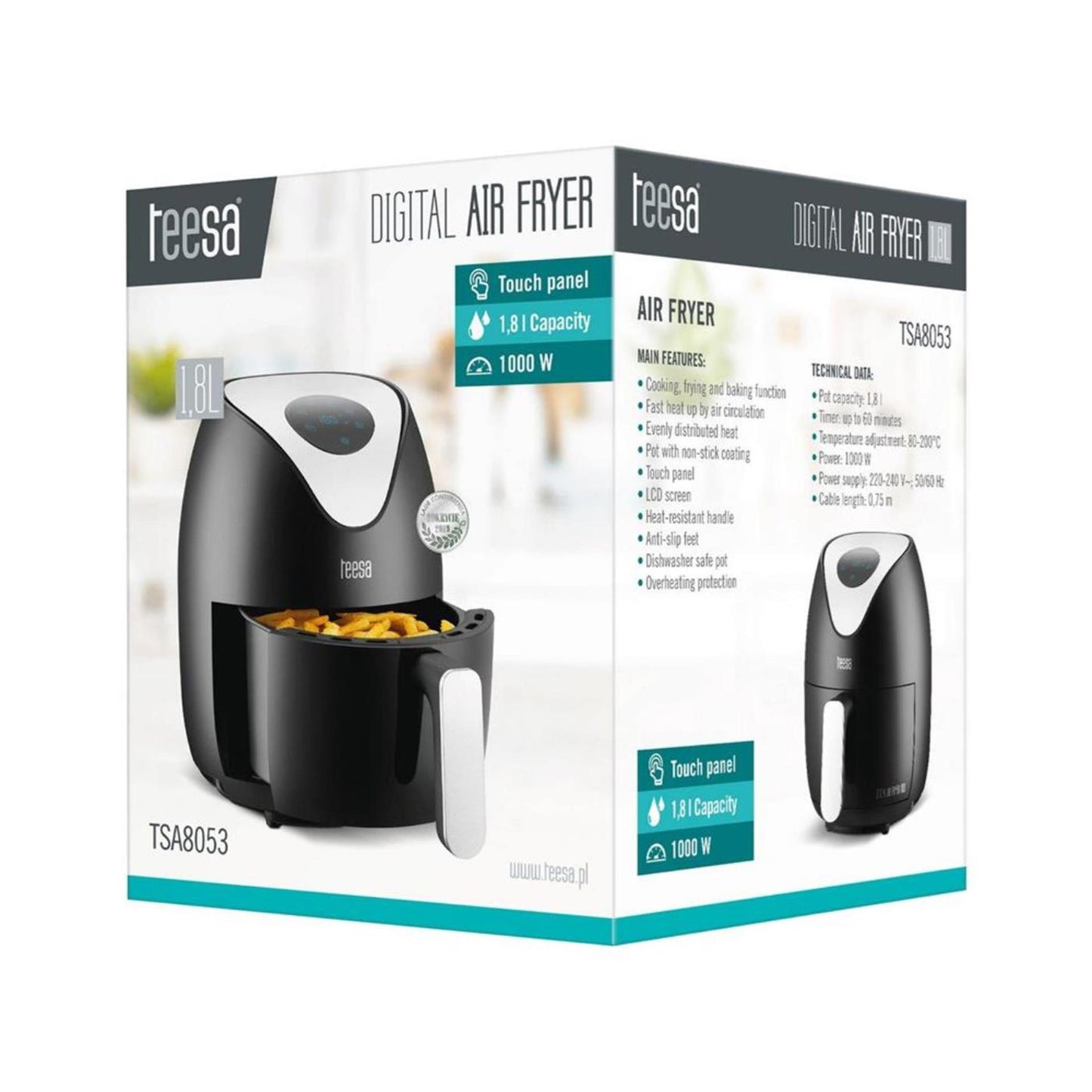 Friggitrice ad aria digitale Teesa 1,8 l nera