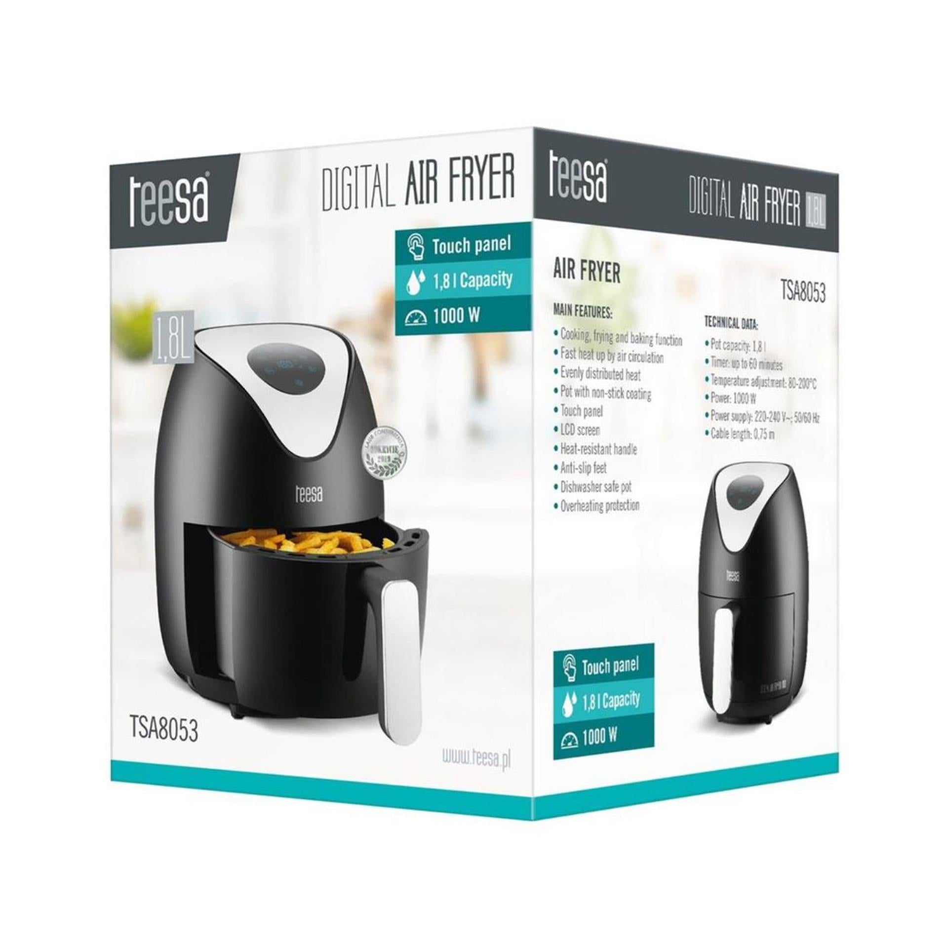 Friggitrice ad aria digitale Teesa 1,8 l nera