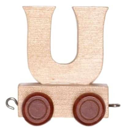 Lettera di legno U con ruote alte 6 cm