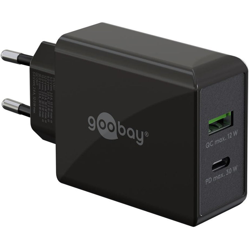 GOOBAY DUAL USB-C PD (entrega de energía) Cargador rápido (30 W)