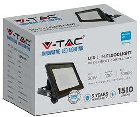 Lampada da cantiere V-tac LED 20w 6500k nera + ingresso cavo - 9332115