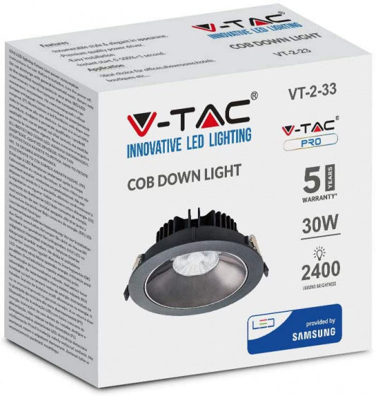 Lámpara LED V-TAC VT-2-33 30W 3000K 2400LM de aluminio negro