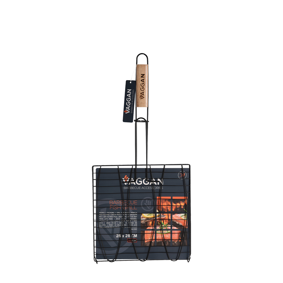 Griglia per pesce Vaggan barbecue nera 28x28 cm
