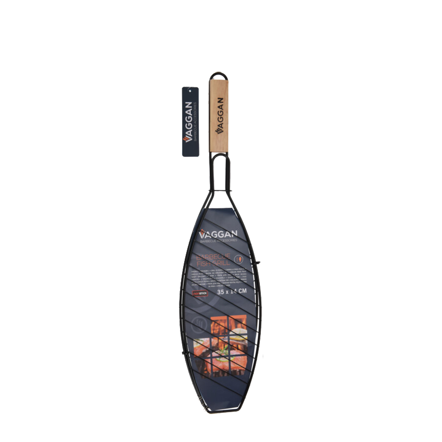 Griglia per pesce Vaggan barbecue nera 35x14 cm