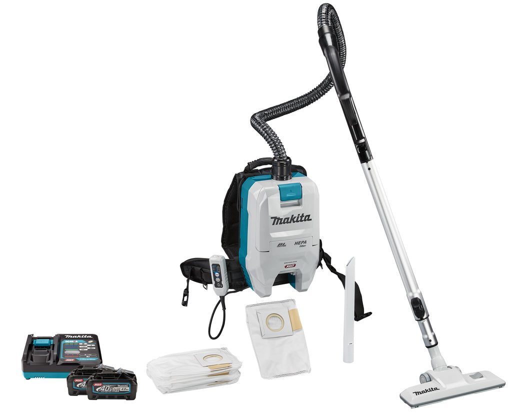 Aspirapolvere posteriore Makita vc008gm201 40v max | 2 batterie da 4,0 Ah + caricabatterie rapido | nella scatola vc008gm201