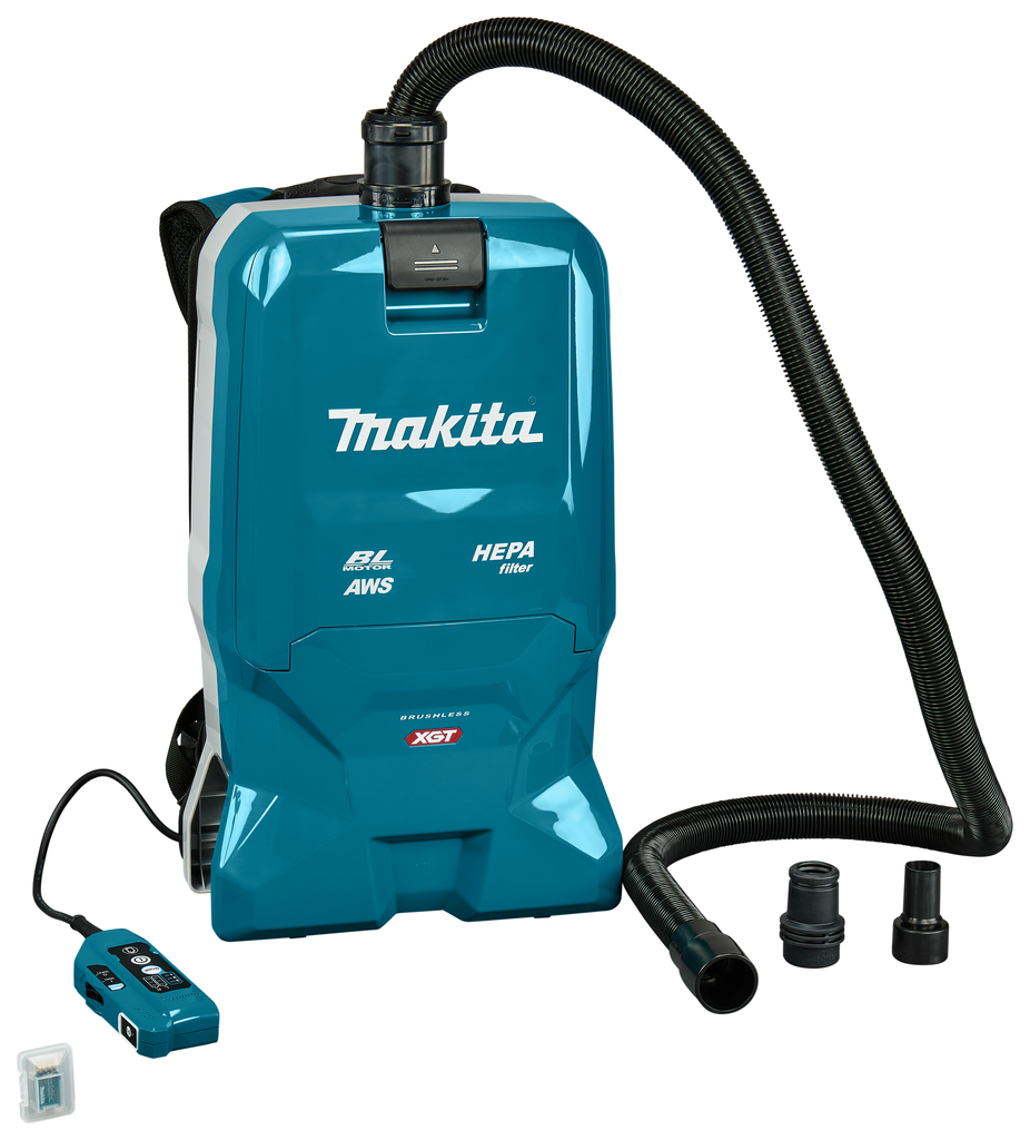 Makita vc012gz01 rugstofzuiger | zonder accu's en lader | met aansluiting. 3 adapters en aws zender | in doos - vc012gz01