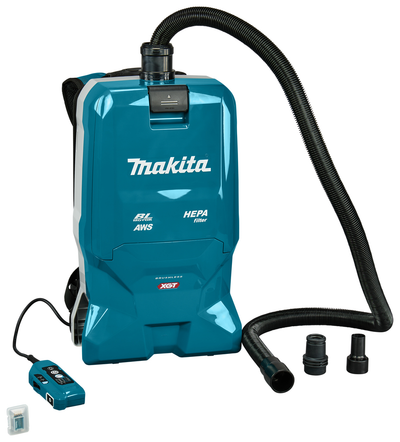 Makita vc012gz01 rugstofzuiger | zonder accu's en lader | met aansluiting. 3 adapters en aws zender | in doos - vc012gz01