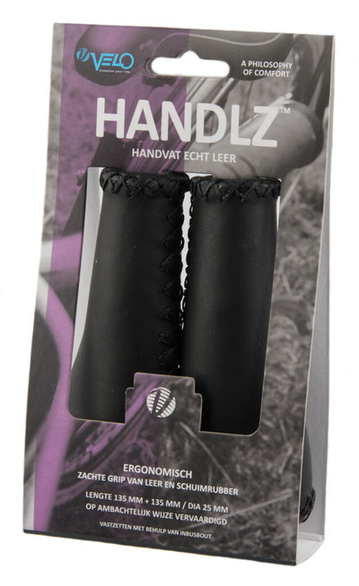 Velo Handle Leather Ergo 135 135mm Black