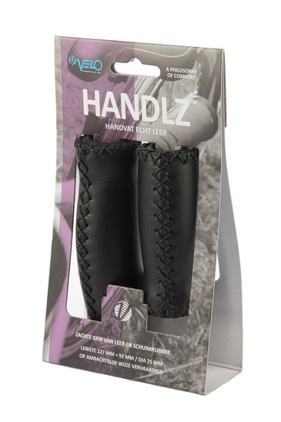 Velo Handle Leather 92 127mm Black (pair)