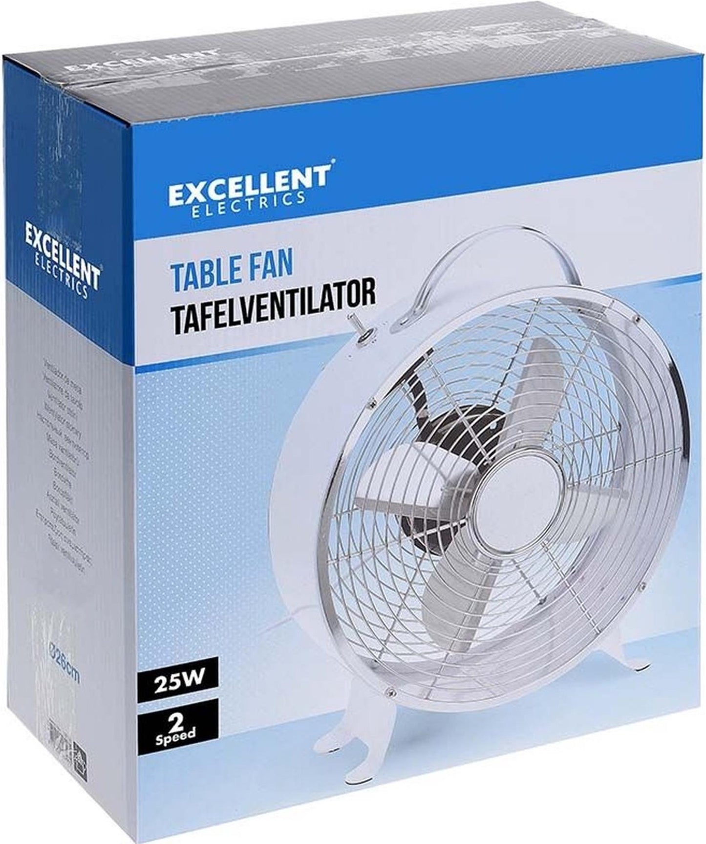 Excelente ventilador de mesa eléctrico ø26cm 25w blanco 2 velocidades.