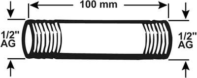 Boquilla para tubo cornat galva mm 1 2 100mm (530) - vfb5301210