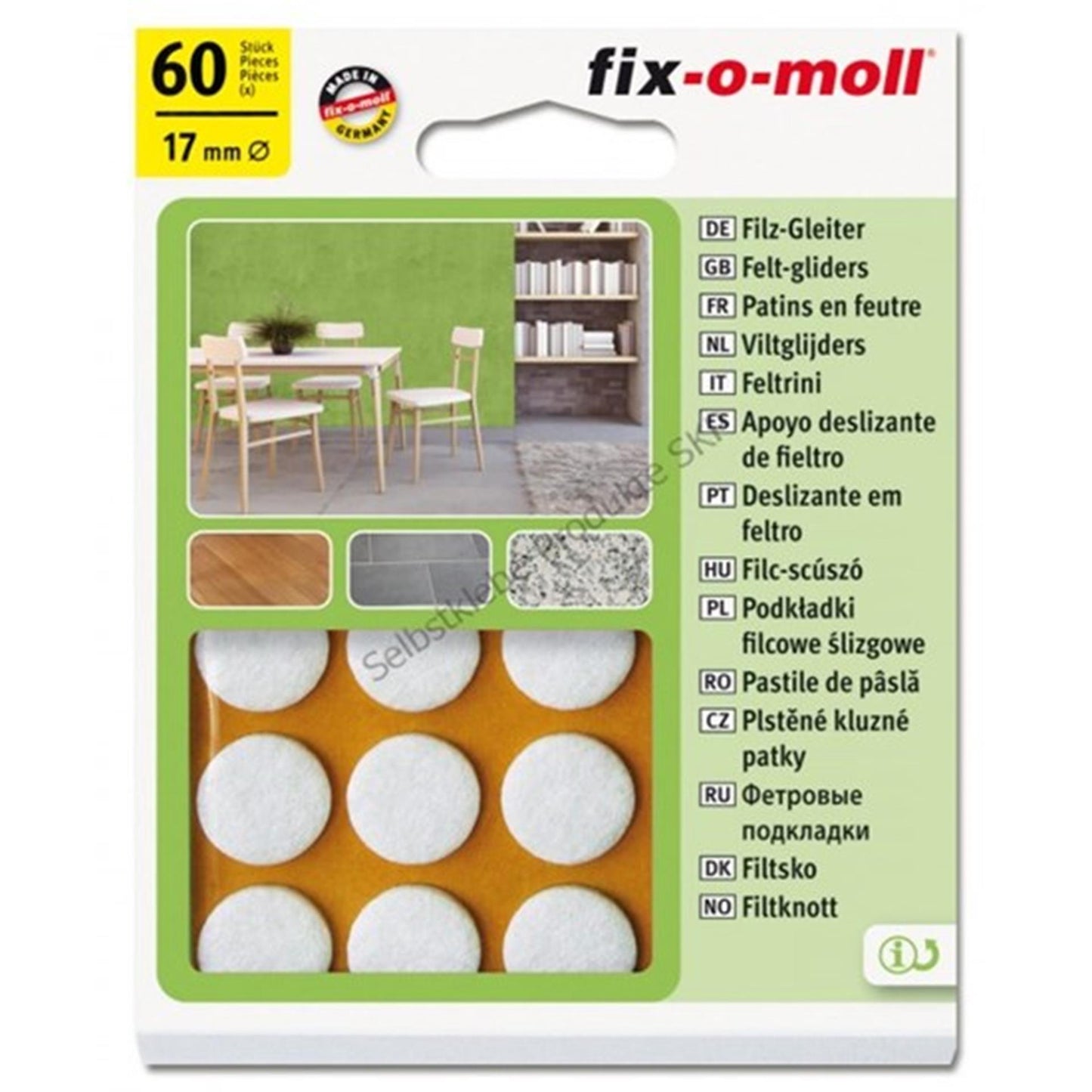 Scivolante in feltro Fix-o-moll ø17mm bianco