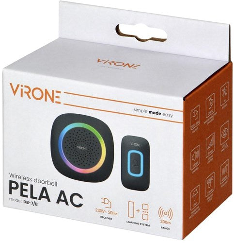 Virone juego de timbre inalámbrico 300m negro enchufable + RGB - 8415501