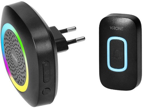 Virone juego de timbre inalámbrico 300m negro enchufable + RGB - 8415501