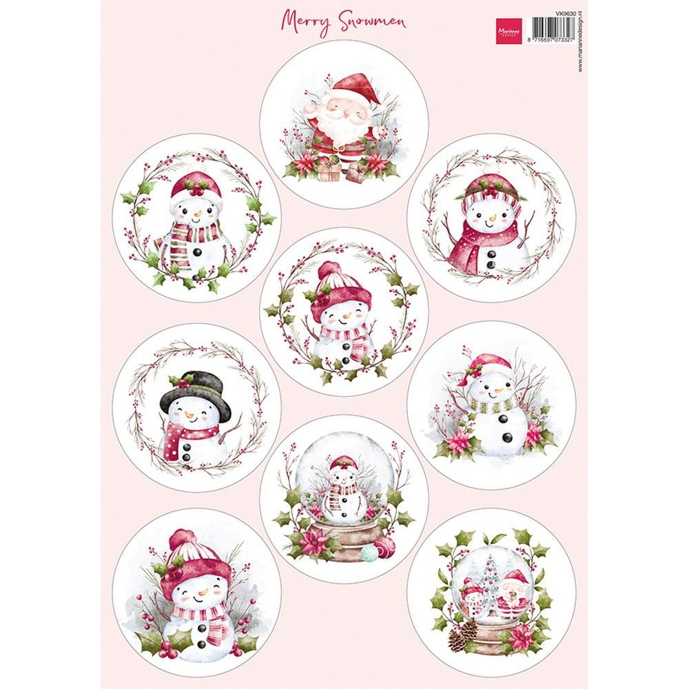 Diseño Marianne • hoja recortable alegres muñecos de nieve