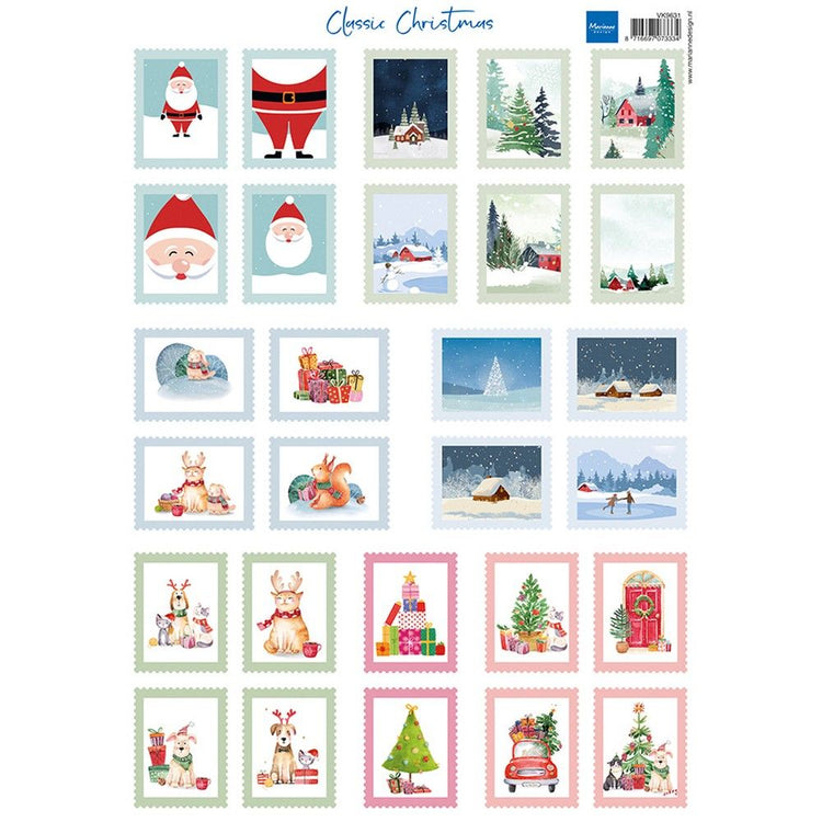 Diseño Marianne • hoja recortable de sellos navideños clásicos