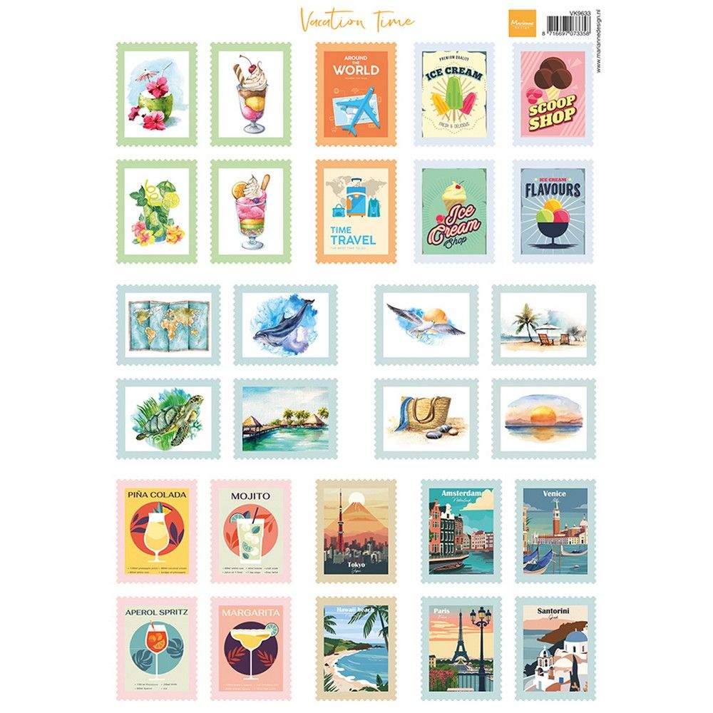 Design Marianne • timbrature per le vacanze su fogli singoli