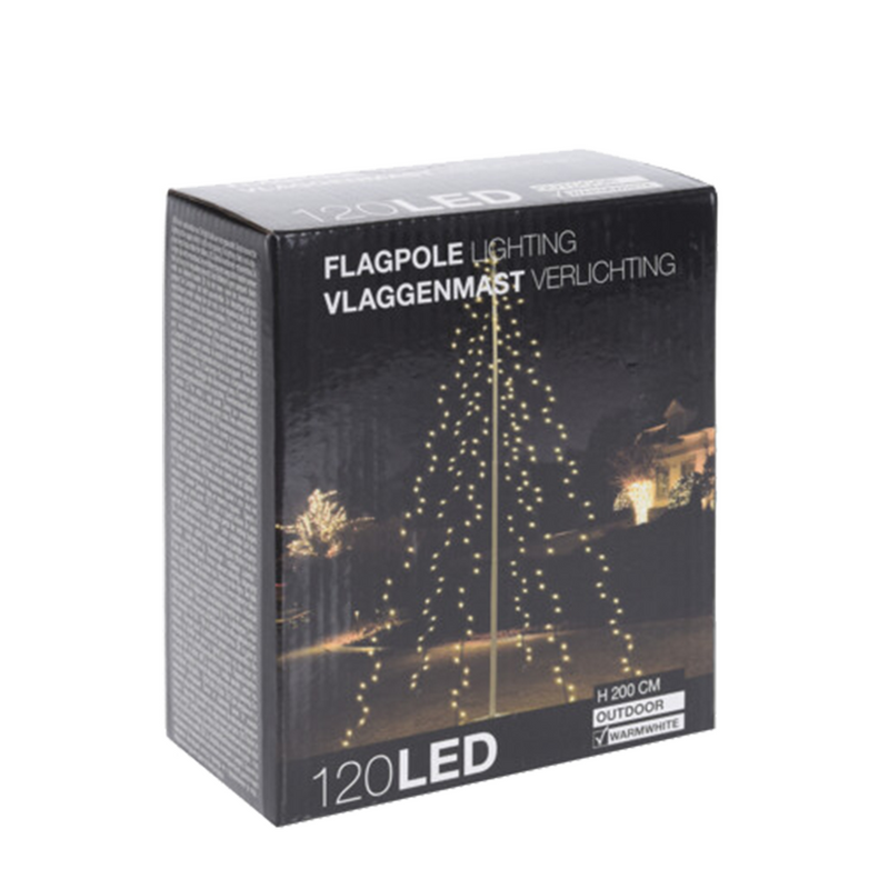 Illuminazione pennone bianco caldo 120 LED 120cm