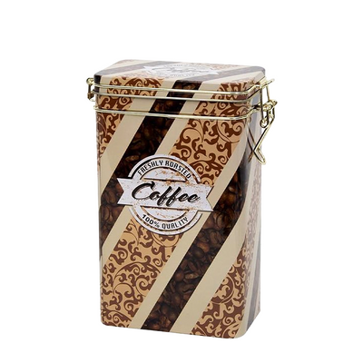 Lata con cierre de clip café 12x7,5x20cm