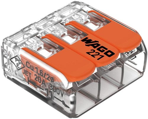Abrazadera de soldadura Wago 3 vías 0,14-4,0qmm fija flexible p.50 uds | 50 piezas