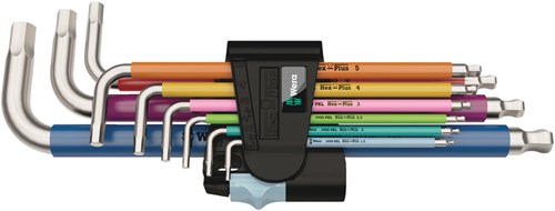 Wera 3950 spkl 9 sm multicolour stiftsleutelset, metrisch, rvs, 9 -delig - 1 stuk(s) - 05022669001