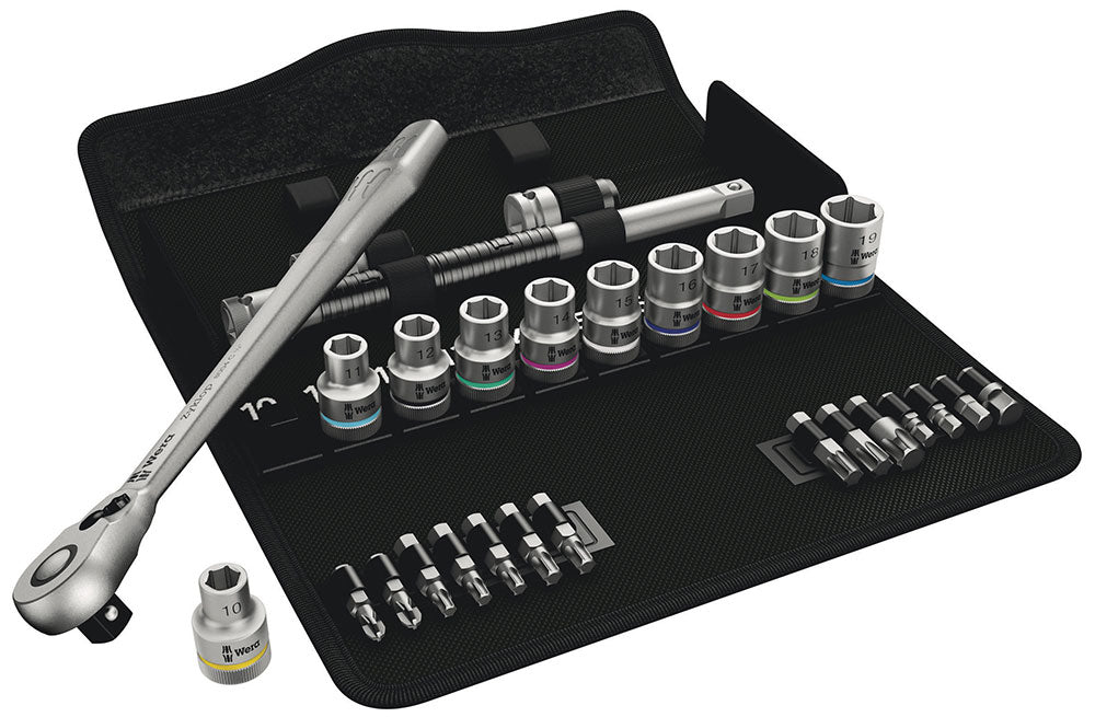 Wera 8100 sc 8 zyklop metal-ratelset omschakelbaar, 1 2 aandrijving gereedschapsset (28-delig)