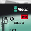 Wera 855 1 z inserti pozidriv, pz 2 x 25 mm (10 inserti per scatola) - 1 pezzo(i) - 05072404001