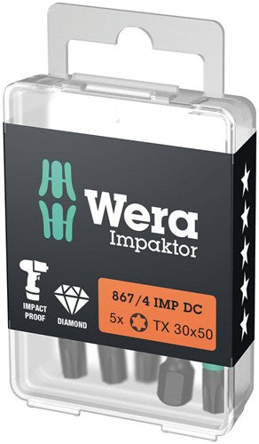 Imp wera 867 4 puntas de actuador de bricolaje torx® de CC, tx 30 x 50 mm, 5 piezas - 05057666001