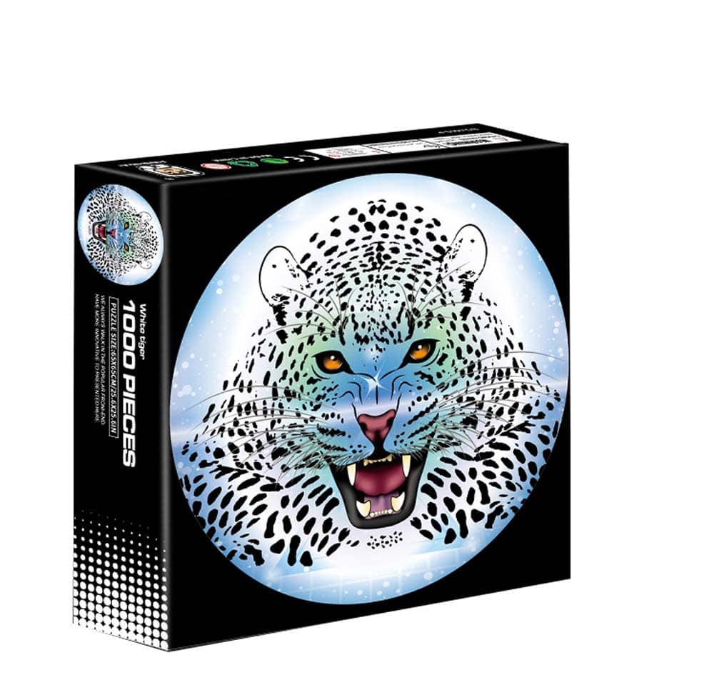 Intro puzzle round - tigre bianco - 1000 pezzi