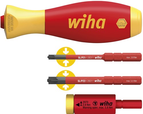 Wiha 41478 | set di coppia adattatore easytorque elettrico | con supporto slimvario® e slimbits sl pz | 4 pezzi - 41478