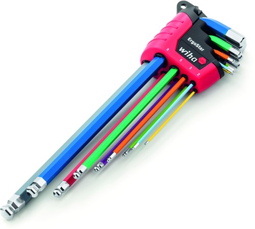 Wiha 43849 | Set di chiavi a L nel supporto ergostar | testa a sfera esagonale | 10 pezzi - 43849