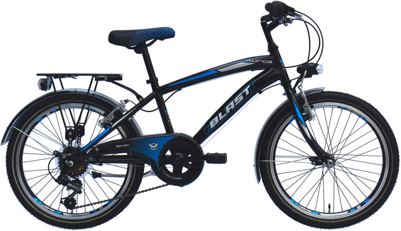 Wings Blast 20 pollici 30 cm Boys 6v V-Brakes Nero Blu