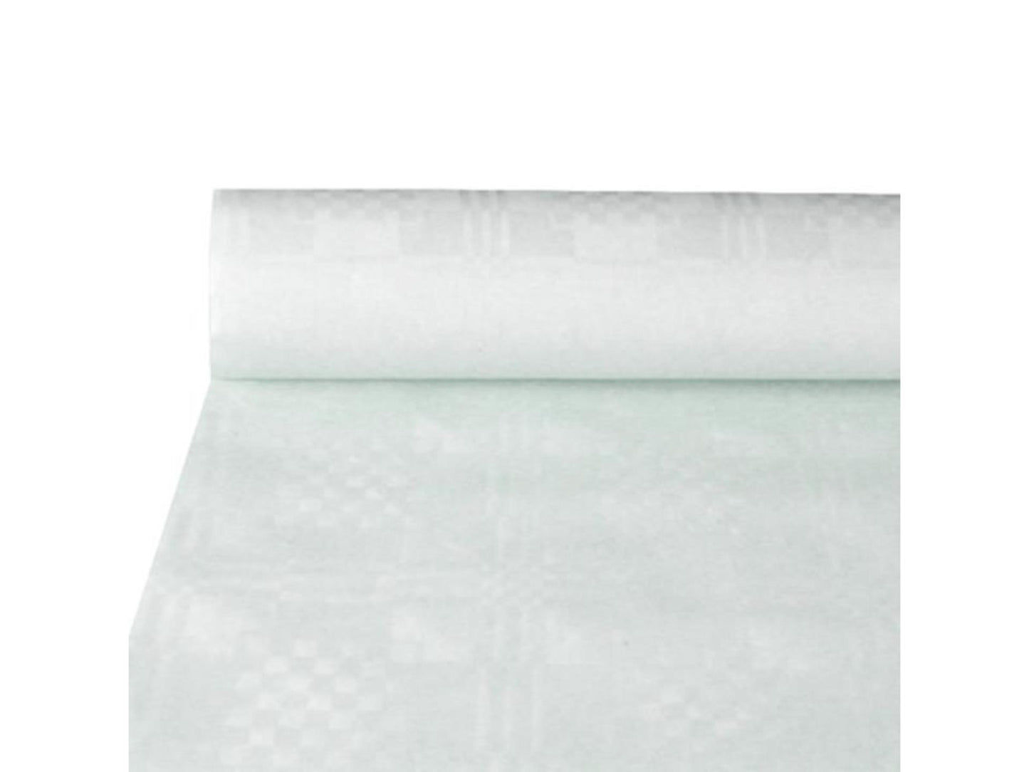 Damast tafelkleed papier 118cmx8m wit
