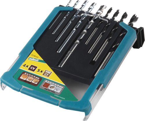 Set di punte Wolfcraft | legno di pietra | 9 pezzi | 1 set - 7116000