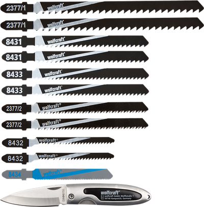 Set di lame per seghetto alternativo Wolfcraft | 12 pezzi | t-schaft | 1 set - 2377000