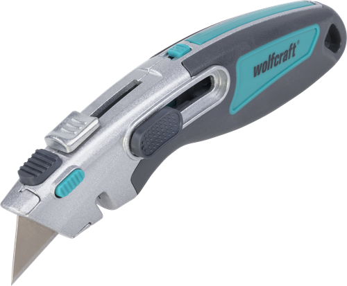 Coltello professionale doppia sicurezza Wolfcraft | con lama trapezoidale | 1 pezzo - 4106000