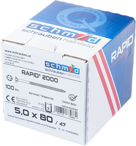 Schmid schrauben rapid2000 tx-schroef 5,0x80 100 vz - wskk8005080