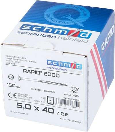 Schmid schrauben rapid2000 tx-schroef 5,0x100 100 vz - wskk8005099