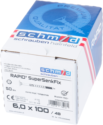 Schmid schrauben rapid-supersenkfix tx 6,0x100 50 bv - wskk8036099