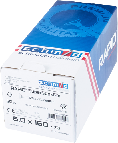 Schmid schrauben rapid-supersenkfix tx 6,0x160 50 bv - wskk8036160