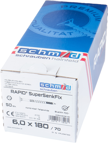 Schmid schrauben rapid-supersenkfix tx 6,0x180 50 bv - wskk8036180