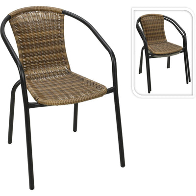 Sedia impilabile in rattan marrone